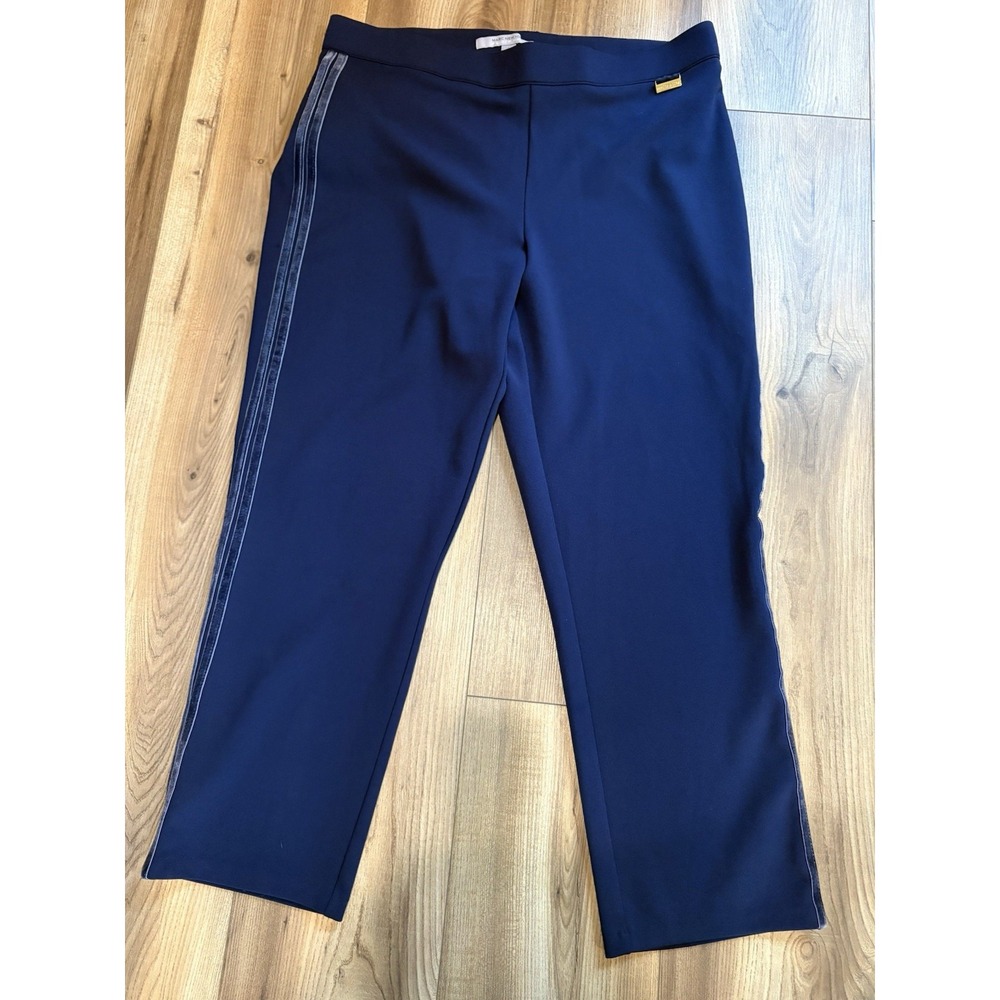 Marc New York Women's Sz Large Navy Blue‎ Dress Pants Elastic Waist